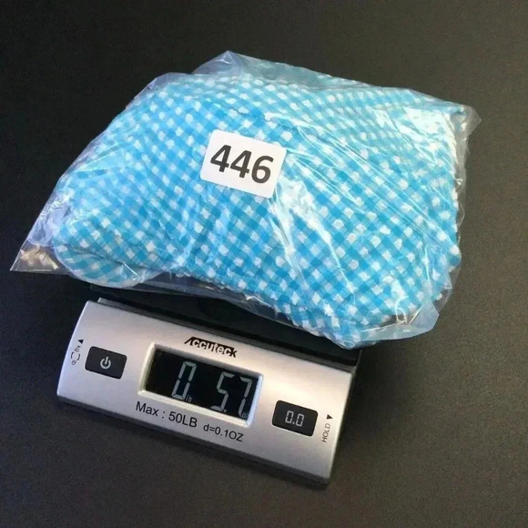 Lilly Pulitzer Womens 14 Aelin Bikini Top Turquoise Blue Gingham Print Ruffles - Picture 11 of 12